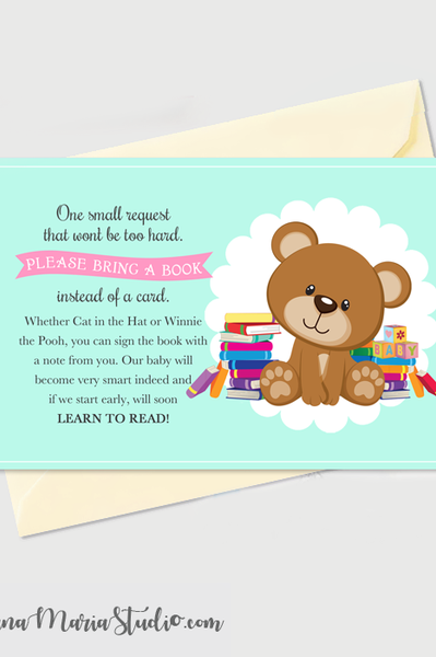 Printable Book Insert Teddy Bear Baby Shower - INSTANT DOWNLOAD ...