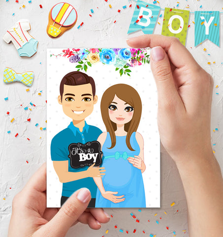 Gender Reveal Card It's a Boy Gender Reveal Party - Pregnancy Announcement- INSTANT DOWNLOAD
