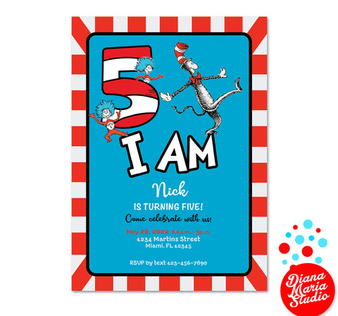 Dr. Seuss Birthday Invitation Printable PDF