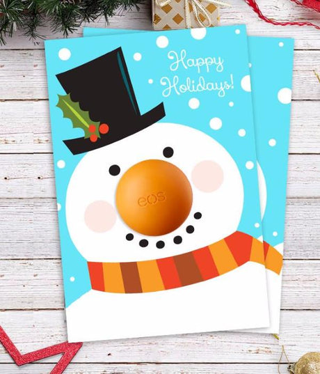 EOS Christmas Gift - DIY Snowman Card with Eos lip balm - Stocking fillers - Printable Template-INSTANT DOWNLOAD