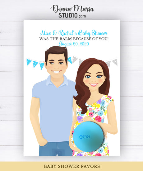 Co-ed Baby Shower Favors Eos Balm Holder Card - Couple Gender Reveal Baby Shower