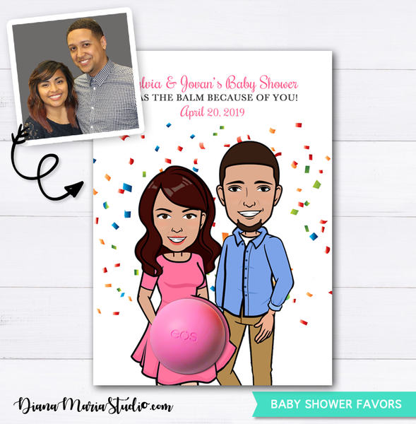 Bitmoji Couple Illustration Eos Baby Shower Favors, Customized Couple ...