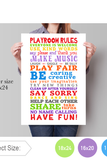 PlayRoom Rules for Home, Daycare and Kindergarten - Size 18x24 - INSTANT DOWNLOAD