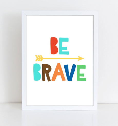 Be Brave Quote, Motivational Typography Print, Be Brave Nursery, Be Brave Print, Printable Instant Download