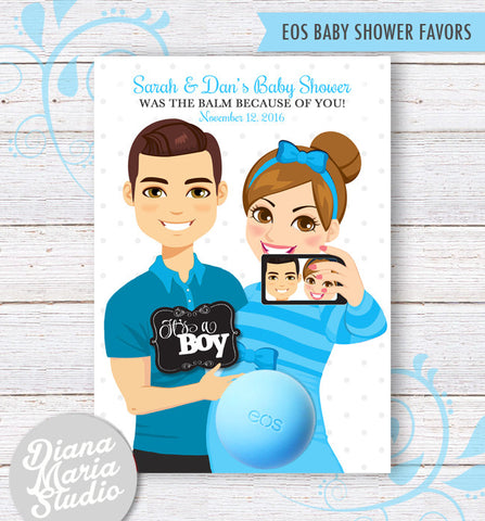 Couples Baby Shower Favor Card for eos lip balm Parents-to-be Selfie - Printable PDF