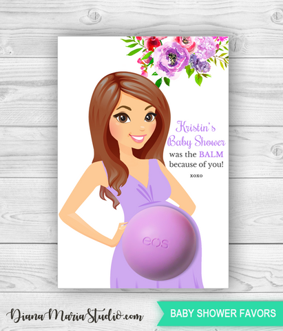 Eos Baby Shower Favors Belly Balm Holder Floral Baby Shower - PRINTABLE CARD