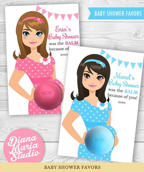Baby Shower Favor Cards for Eos Lip Balm Favors Mom-to-be illustration - PRINTABLE CARD