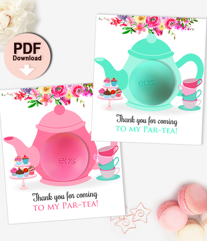 Eos Baby Shower Favors Teapot Eos Balm Holder Tea Party Baby Shower - INSTANT DOWNLOAD
