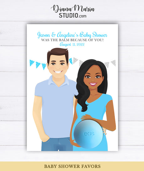 Mixed Couple Baby Shower Favors African American Mom-to-be - Printable Favor Card for Eos lip balms