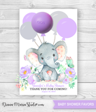 Elephant Girl Baby Shower Invitation and Favors - Printable PDF