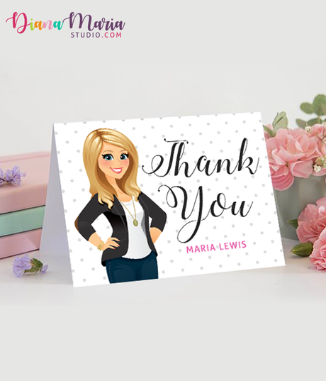 DIY Thank You Cards Personalized Stationery Custom Illustration - Printable Card