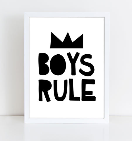 Nursery printable, wall art, Boys Rule, nursery art, black and white art, printable quote - INSTANT DOWNLOAD