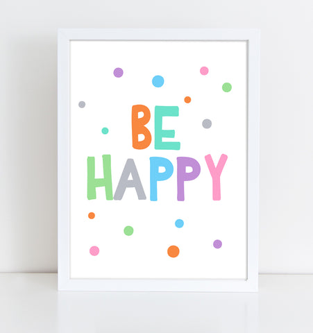 Printable Playroom wall art, children print, kids decor, Be happy quote, kids print, nursery art, be happy print