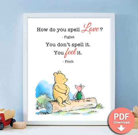 How do you spell love Printable Quote Winnie the Pooh Milne - PDF Download