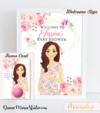 Welcome Sign Baby Shower Floral Modern Geometric Floral Baby Shower Theme - PRINTABLE PDF