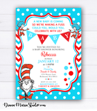 Dr Seuss Baby Shower Invitation Cat in the hat Baby Shower Invites
