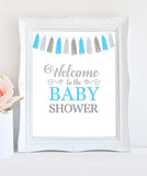 Printable Boy Baby Shower Signs - Welcome sign , Guest book sign, Favors sign - Tassel Blue, Silver - INSTANT DOWNLOAD