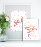 Twinkle Little Star, Rose Gold Baby Shower Birthday Decor, Printable Baby Girl Nursery Wall Art