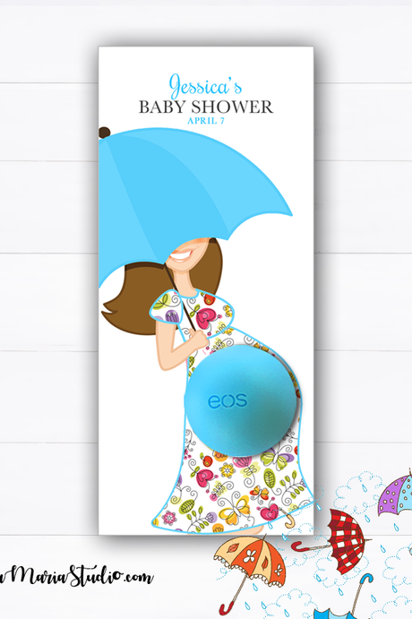 Umbrella Favors Eos balm holder - Umbrella Baby shower favors - Printable PDF