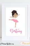 Personalized Ballerina Wall Art Girls Room Decor Ballerina Girl - Printable PDF