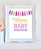 Girl Baby Shower Decorations - Welcome sign , Guest book sign, Favors sign - Tassel Pink Gold - INSTANT DOWNLOAD