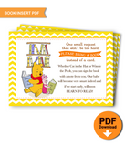 Printable Book Insert Winnie the Pooh Baby Shower - INSTANT DOWNLOAD