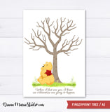 Printable Winnie the Pooh Fingerprint Tree for Baby Shower Creative DIY Guest Signature A3 - INSTANT DOWNLOAD